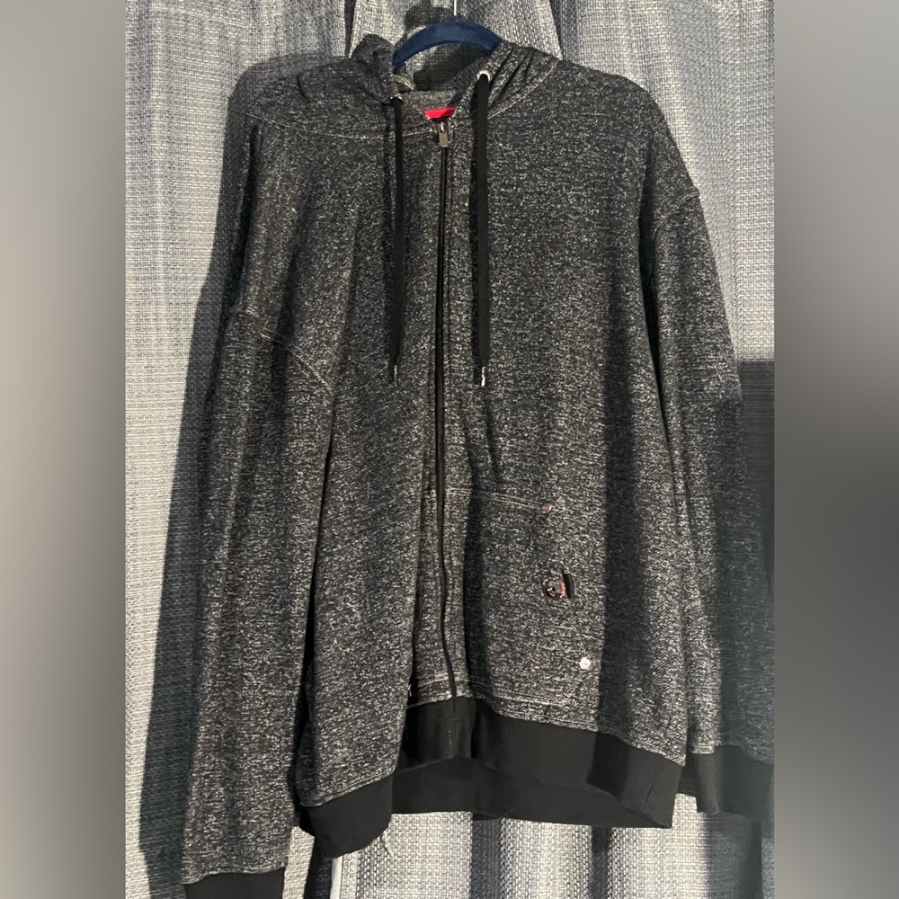 South Pole Black and Gray Zip Up Sweater